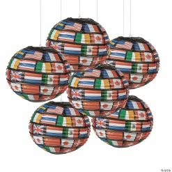Deals 😍 14" Flags of All Nations Hanging Paper Lanterns - 6 Pc. 🎉