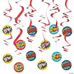 Cheap 👏 28" Superhero Hanging Swirls - 12 Pc. 😀