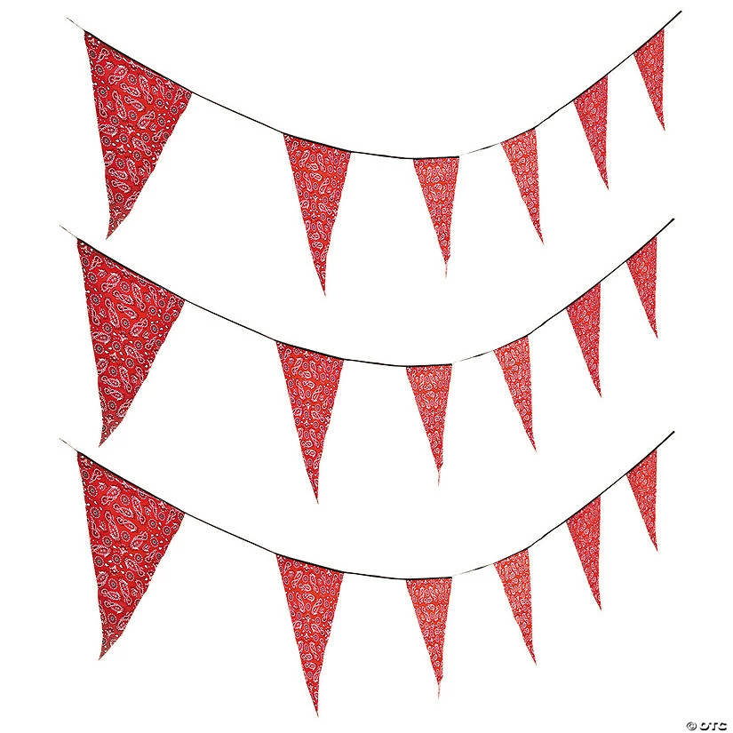 Coupon ⌛ Red Bandana Print Plastic Pennant Banner 😉 - Image 2