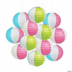 Wholesale 😉 4 1/2" Mini Pool Party Beach Ball Hanging Paper Lanterns - 12 Pc. ✨