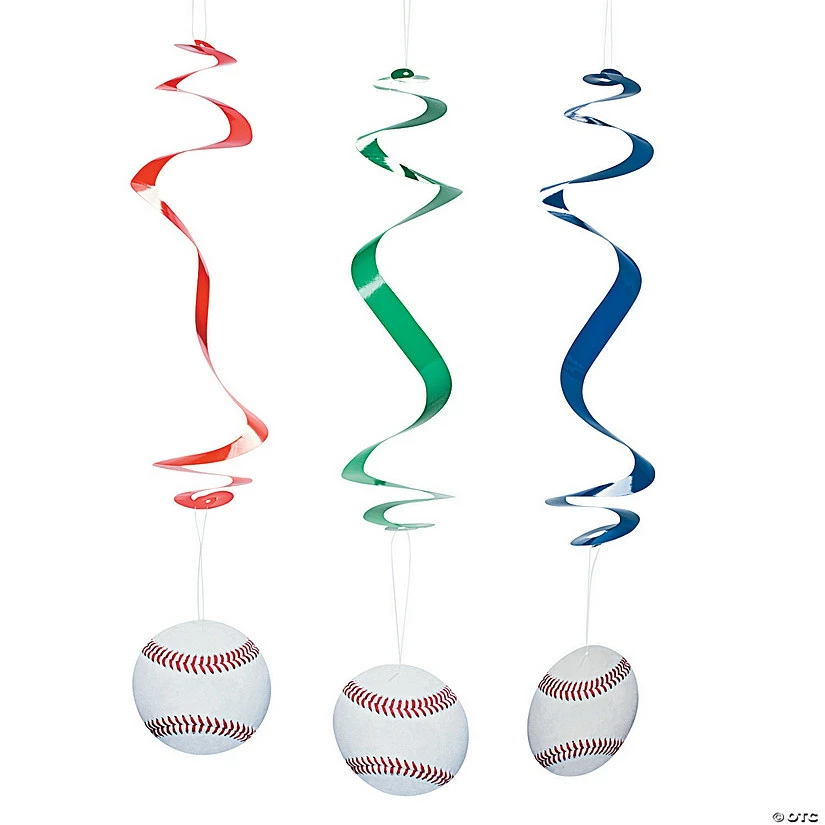 Best deal π― 24" βΎ Baseball Hanging Swirl Decorations - 12 Pc. β¨ - Image 2