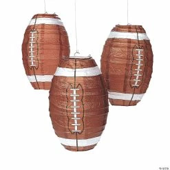 Promo 🎁 6 1/2" Football Hanging Paper Lanterns - 3 Pc. ⭐