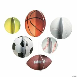 Cheap 🤩 6" - 10" 3D Sports Hanging Sports Balls Decorations - 6 Pc. 💯