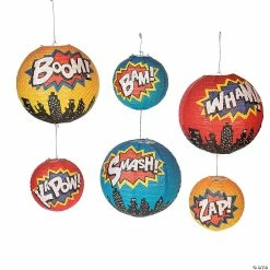 Deals 💯 8" - 12" Superhero Hanging Paper Lanterns - 6 Pc. 💯