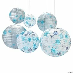 Discount ✨ 8" - 16" Winter Snowflake Hanging Paper Lanterns - 6 Pc. 🥰