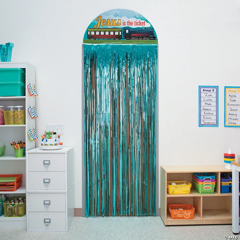 Cheapest 🎉 Railroad VBS Door Curtain with Border ✔️