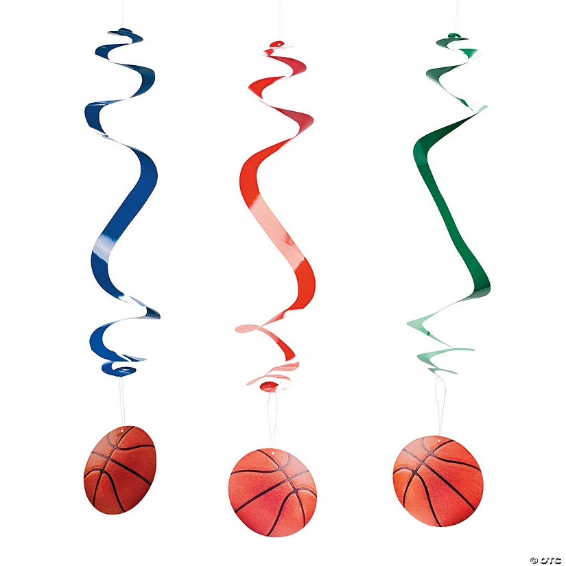 Best Pirce βοΈ Red/Green/Blue π Basketball Hanging Swirl Decorations - 12 Pc. π